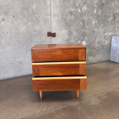 Mid Century Modern 3 Drawer Walnut/ Birch Dresser