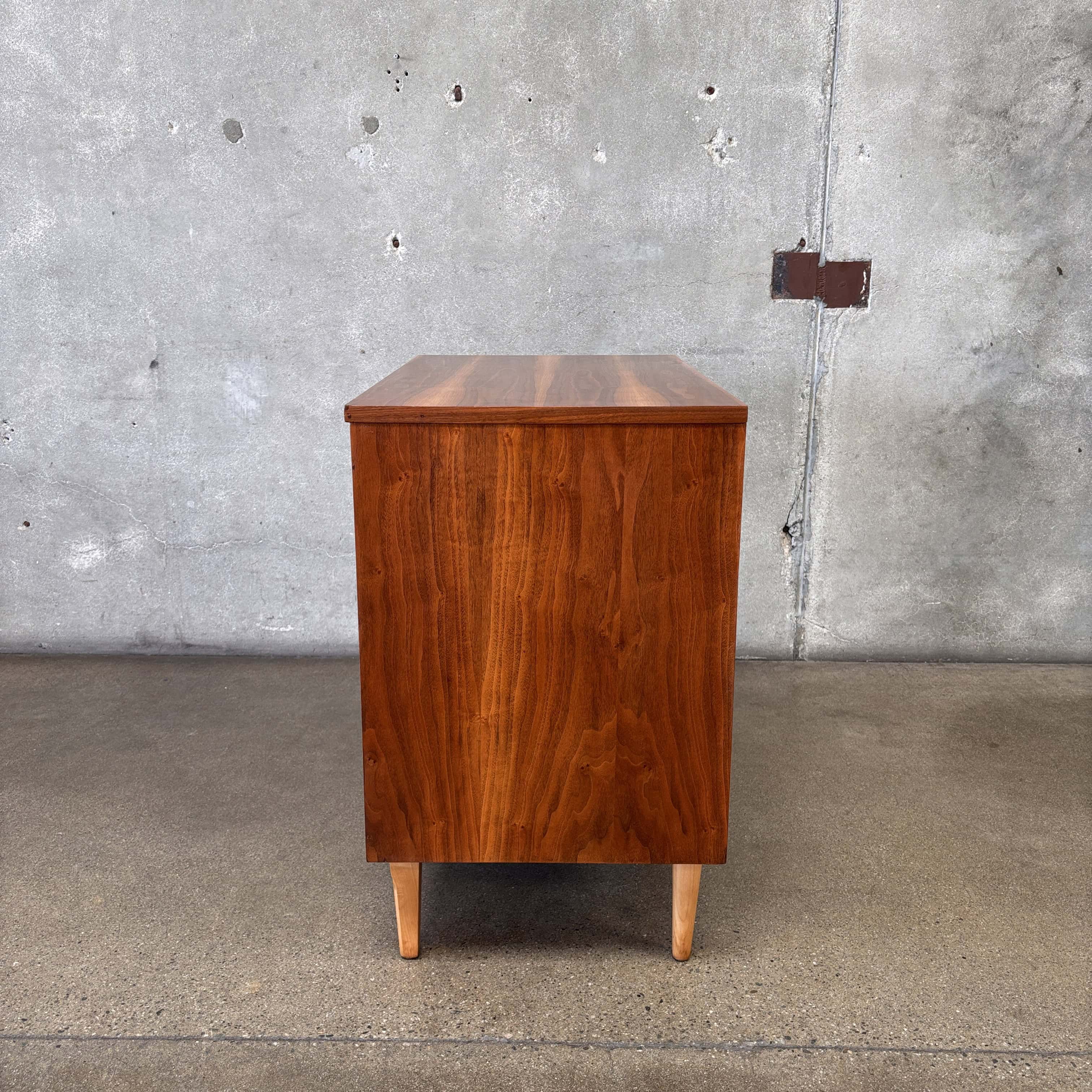 Mid Century Modern 3 Drawer Walnut/ Birch Dresser