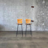 Pair of Iron & Wood Barstools by Arthur Umanoff