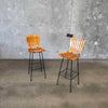 Pair of Iron & Wood Barstools by Arthur Umanoff