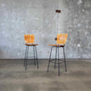 Pair of Iron & Wood Barstools by Arthur Umanoff