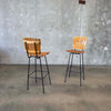 Pair of Iron & Wood Barstools by Arthur Umanoff