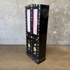 Black Cottage Folk Art Wood Cupboard w/ Victorian Imagery & Stained Glass