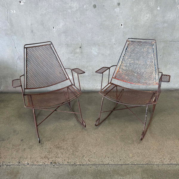 Pair of Mid Century Salterini Wrought Iron Rocking Chairs