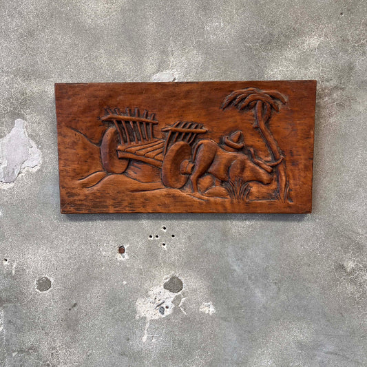 Vintage Mexican Bas Relief Carved Panel