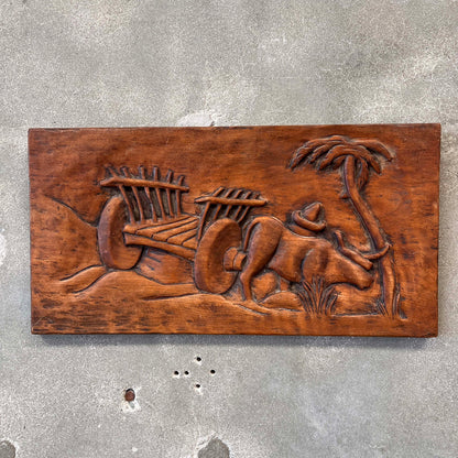 Vintage Mexican Bas Relief Carved Panel