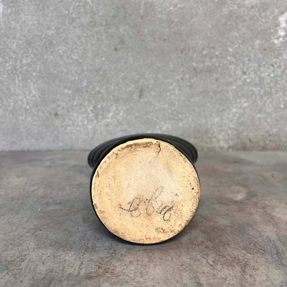 Bauer Matt Carlton Fan Vase - Rare Black Glaze
