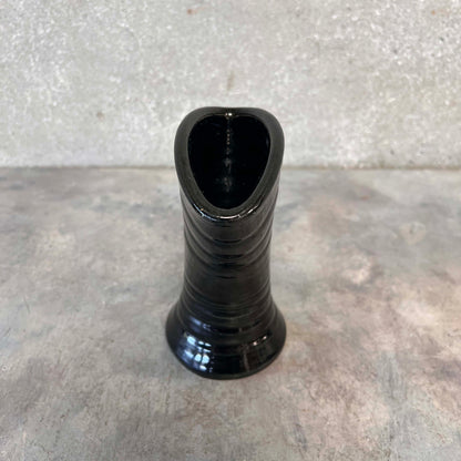 Bauer Matt Carlton Fan Vase - Rare Black Glaze