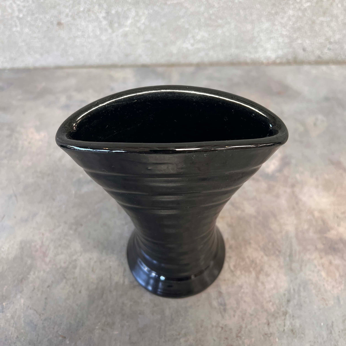 Bauer Matt Carlton Fan Vase - Rare Black Glaze