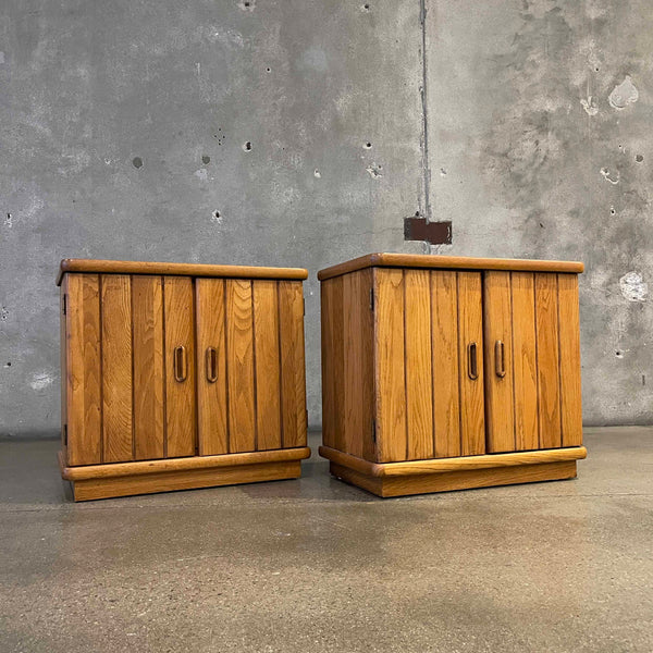 Post Modern Oak Wood Night Stands