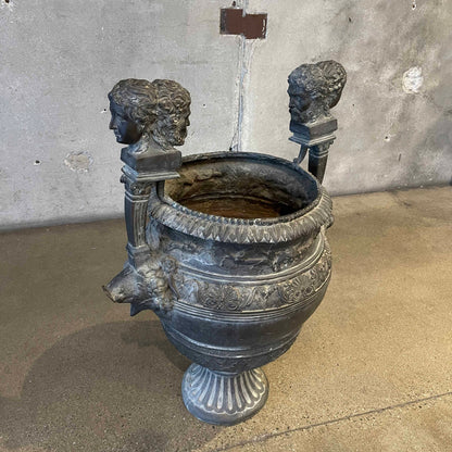 Monumental Hand-Chiseled Bronze Palace Urn