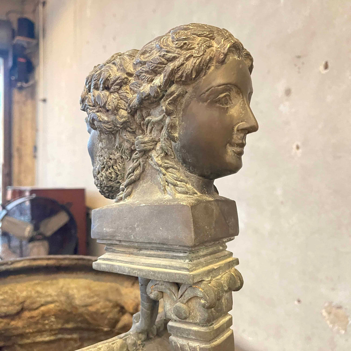 Monumental Hand-Chiseled Bronze Palace Urn