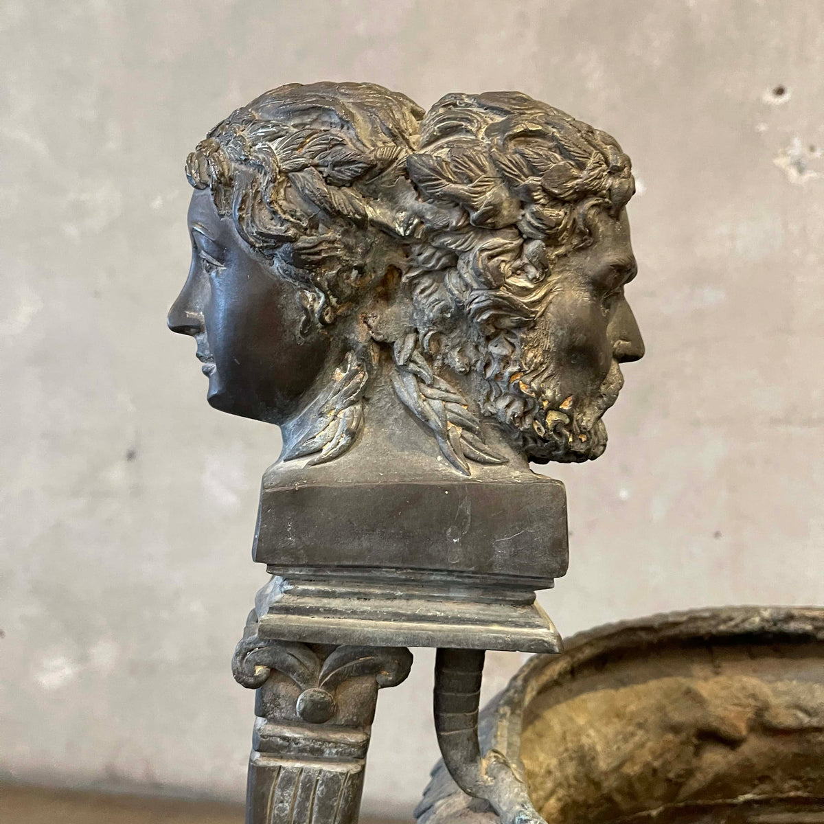 Monumental Hand-Chiseled Bronze Palace Urn