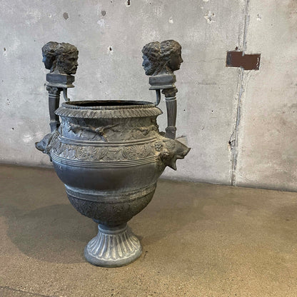 Monumental Hand-Chiseled Bronze Palace Urn