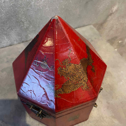 Vintage Leather/Wood Chinese Storage Box