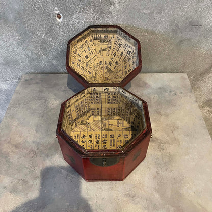 Vintage Leather/Wood Chinese Storage Box