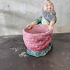 Vintage Cement Garden Gnome with Basket