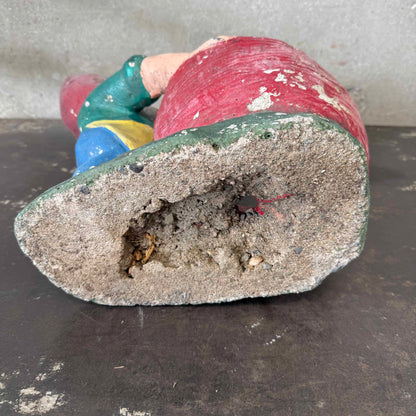 Vintage Cement Garden Gnome with Basket