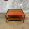 Mid Century Walnut Sculpted Leg Side Table