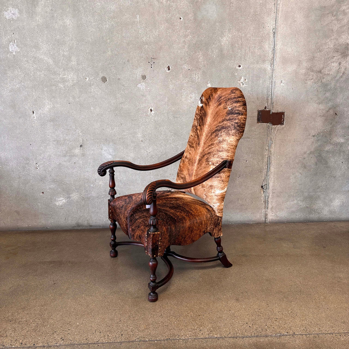 1890's American Chair With New Cowhide Upholstery