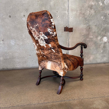 1890's American Chair With New Cowhide Upholstery