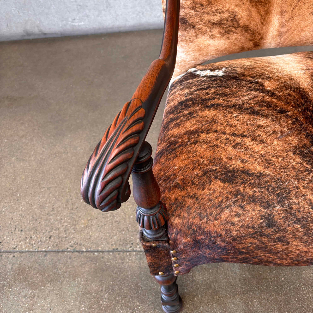 1890's American Chair With New Cowhide Upholstery