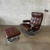 1971 Dark Chocolate Leather Ekornes "Stressless" Recliner & Ottoman