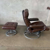 1971 Dark Chocolate Leather Ekornes "Stressless" Recliner & Ottoman