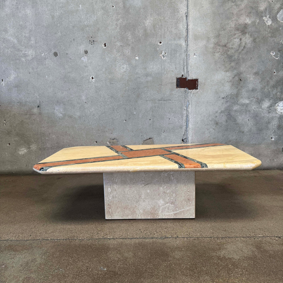 Vintage Post Modern Geometric Marble Coffee Table