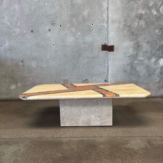 Vintage Post Modern Geometric Marble Coffee Table
