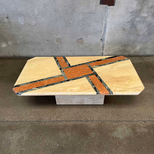 Vintage Post Modern Geometric Marble Coffee Table