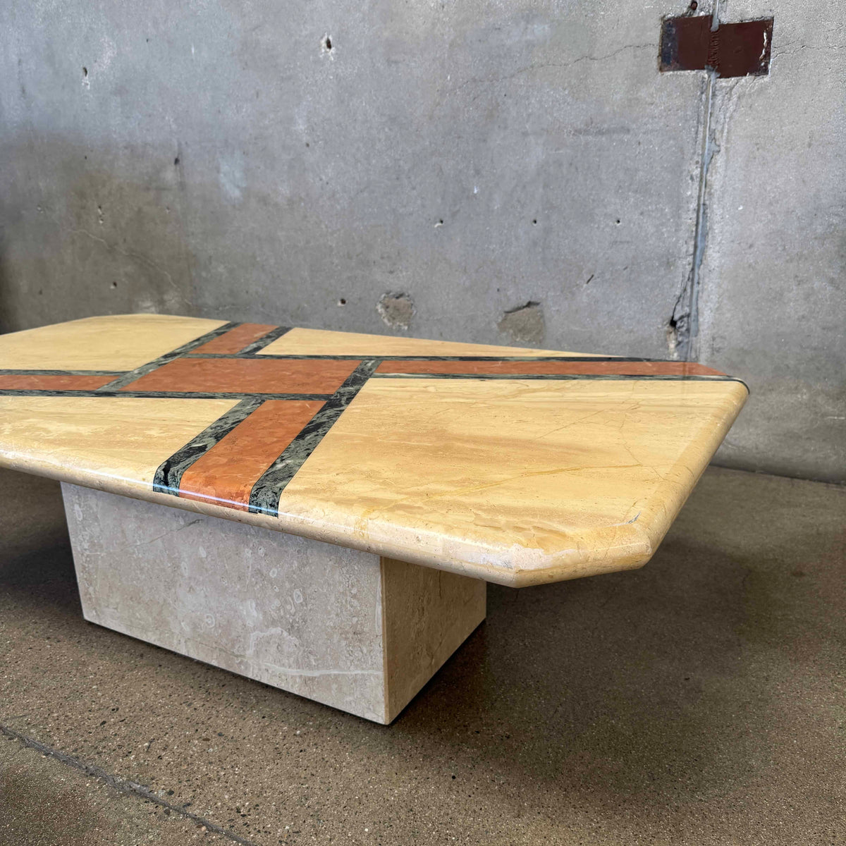 Vintage Post Modern Geometric Marble Coffee Table