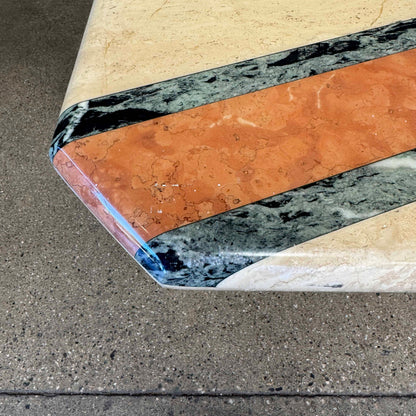Vintage Post Modern Geometric Marble Coffee Table