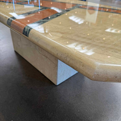 Vintage Post Modern Geometric Marble Coffee Table