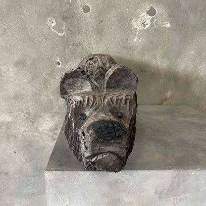 1980's Hand Carved Wood Grizzly Bear