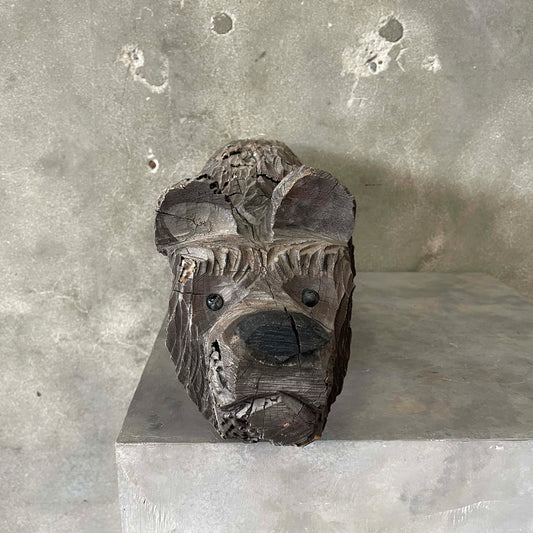1980's Hand Carved Wood Grizzly Bear