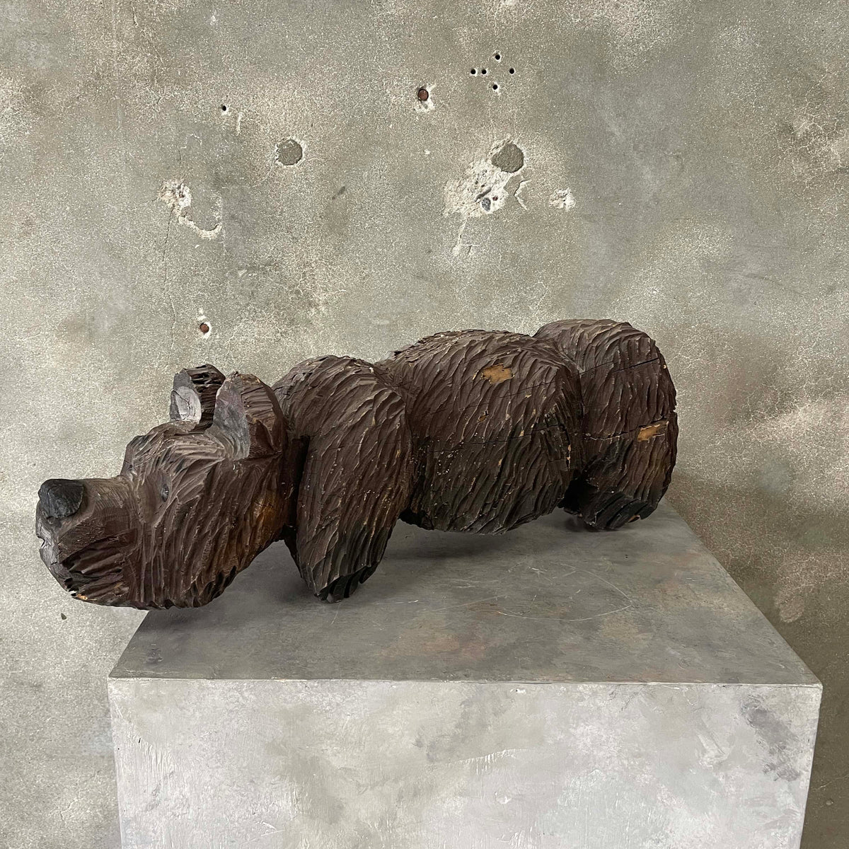 1980's Hand Carved Wood Grizzly Bear