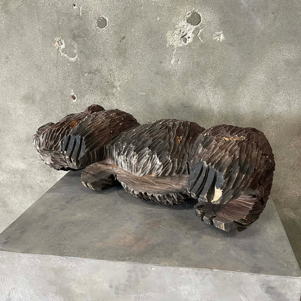 1980's Hand Carved Wood Grizzly Bear