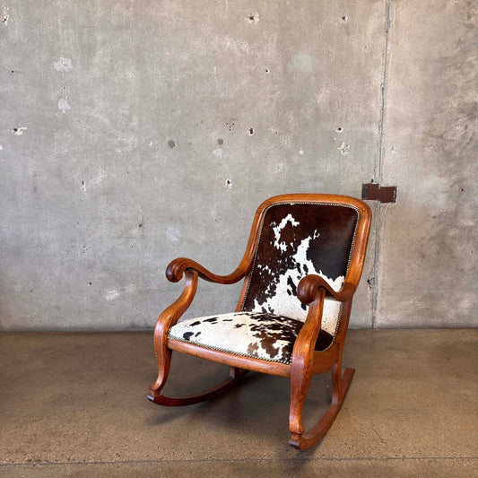 1930's Rocking Chair With New Cowhide