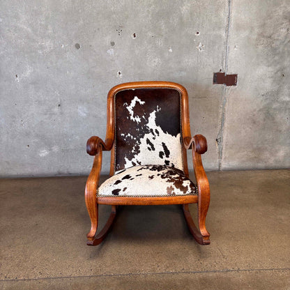 1930's Rocking Chair With New Cowhide