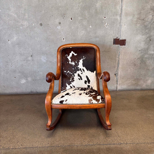 1930's Rocking Chair With New Cowhide