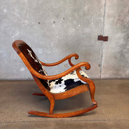 1930's Rocking Chair With New Cowhide