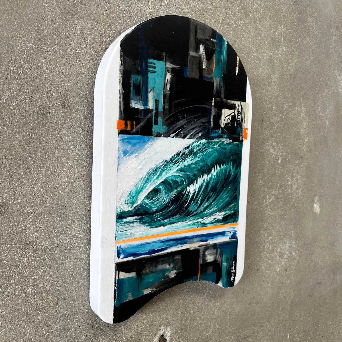 "Waterman's Relic" Acrylic on Speedo Kickboard by Ryan Cochran