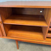 Peter Louig Mid Century Wooden Teak Tambour Door Credenza