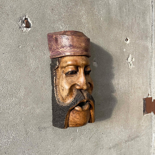 Vintage Hand Carved Wood Italian Mask