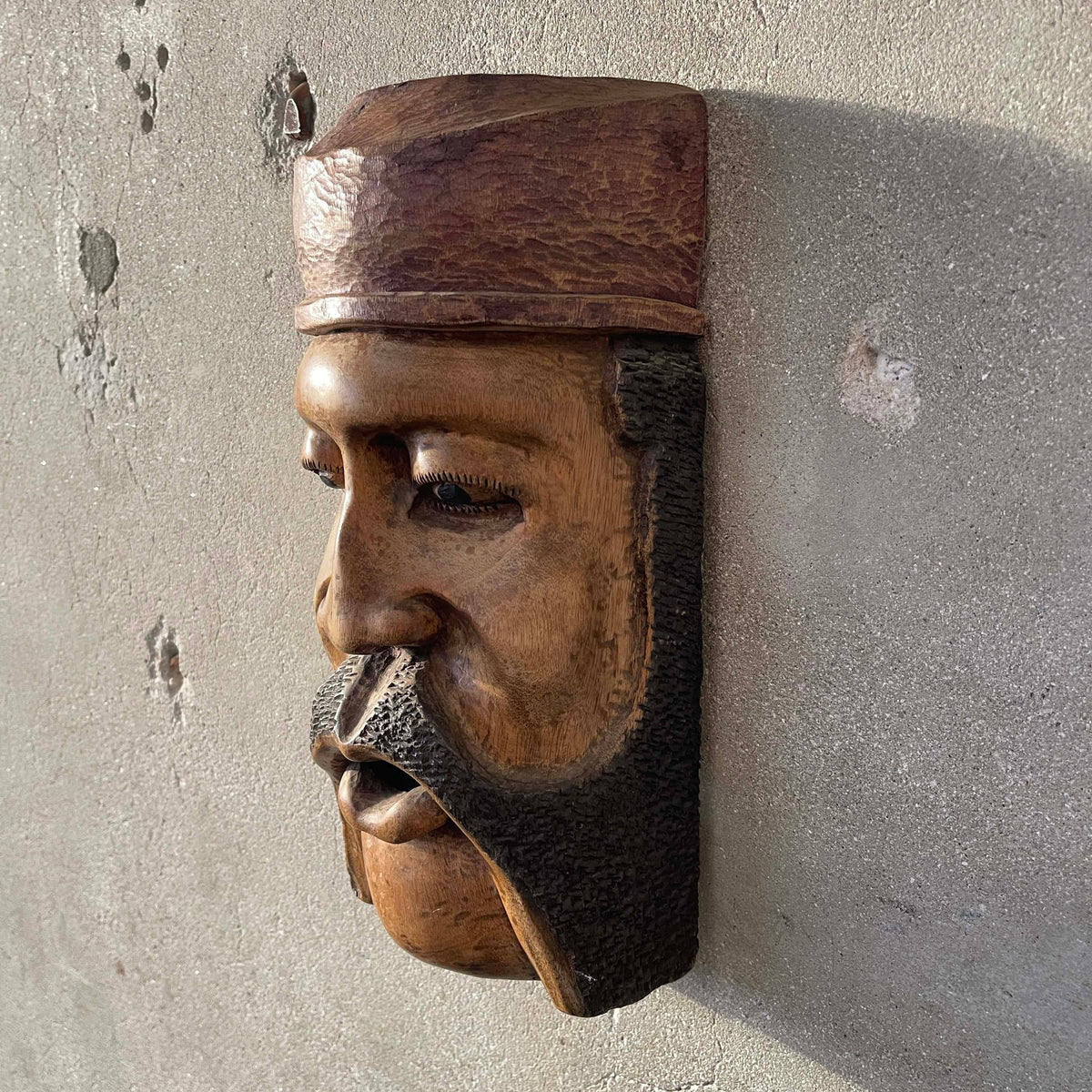 Vintage Hand Carved Wood Italian Mask