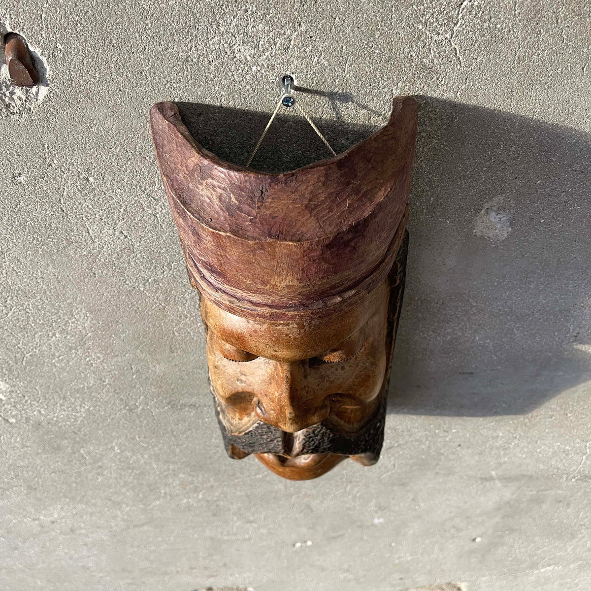 Vintage Hand Carved Wood Italian Mask
