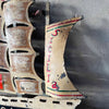Vintage Torch Cut Steel "Taninos" Italian Restaurant Sail Ship Display