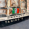 Vintage Torch Cut Steel "Taninos" Italian Restaurant Sail Ship Display