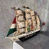 Vintage Torch Cut Steel "Taninos" Italian Restaurant Sail Ship Display